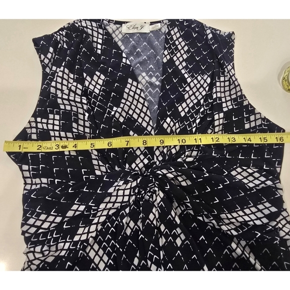 Eliza J Navy & White Sleeveless Maxi Dress - Size 12P - Picture 7 of 13